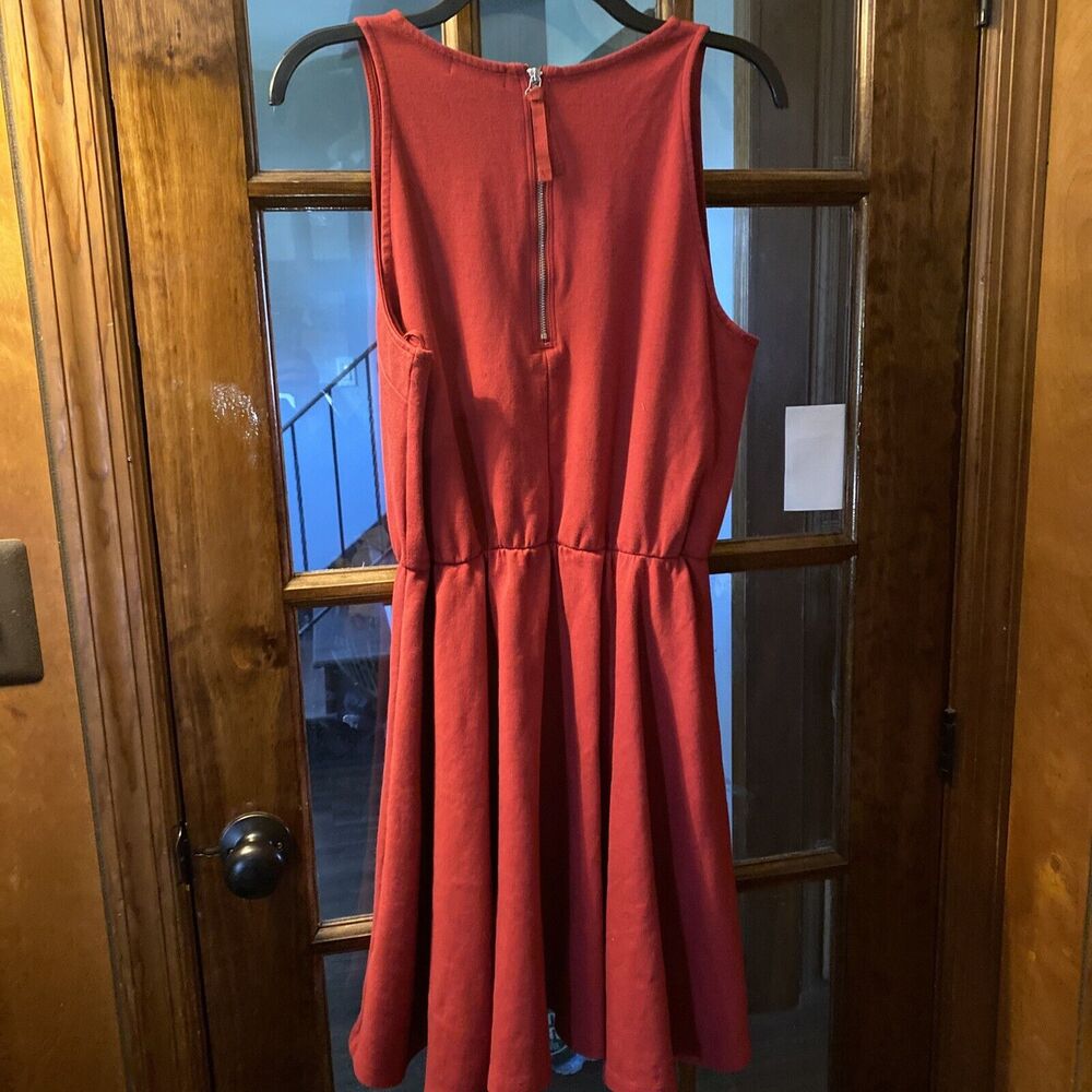 Gap Red Fit & Flare Retro Back Zip Sleeveless Midi Casual Dress Size L - Picture 2 of 4